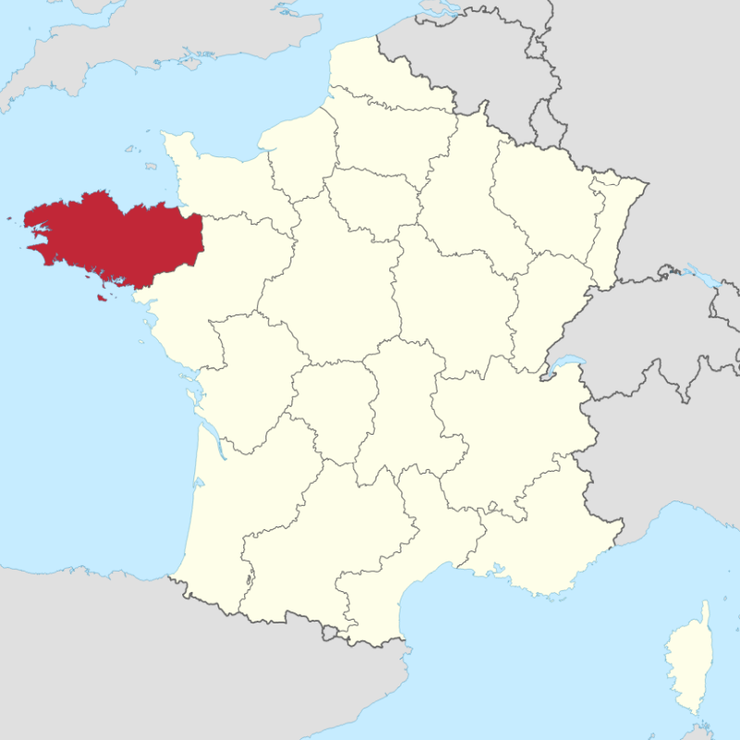 Auf der Frankreich-Karte: die Region Bretagne