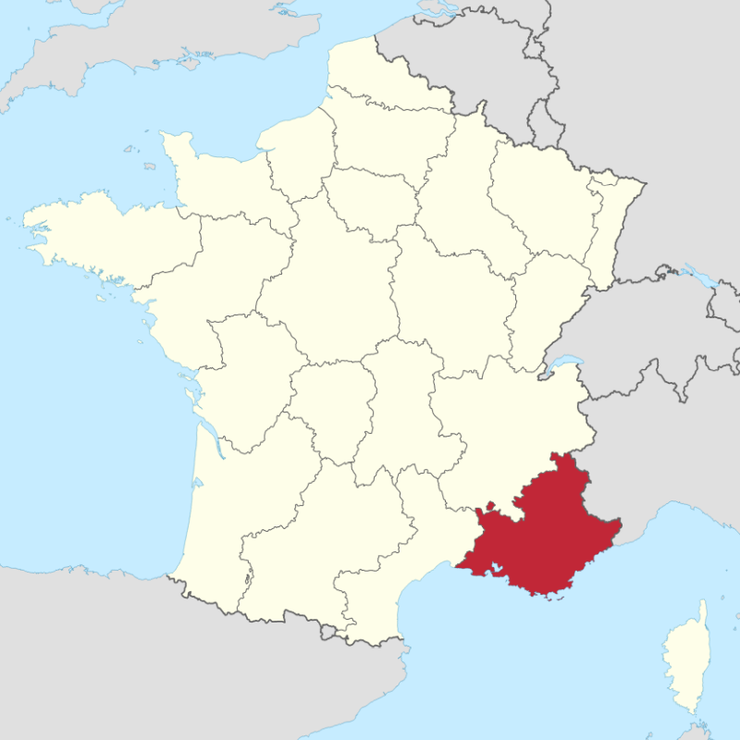 Auf der Frankreich-Karte: die Region Provence