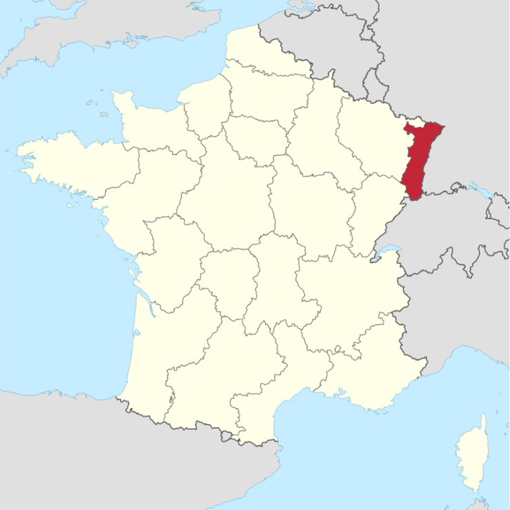 Auf der Frankreich-Karte: die Region Elsass