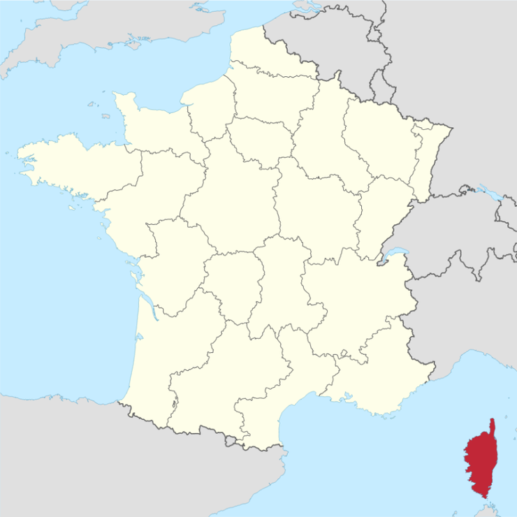 Auf der Frankreich-Karte: die Region Korsika