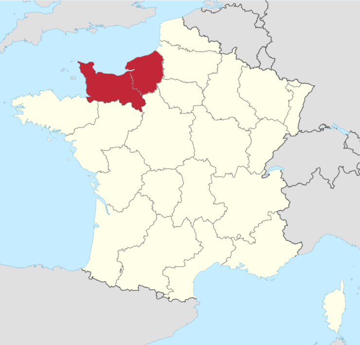 Auf der Frankreich-Karte: die Region Normandie
