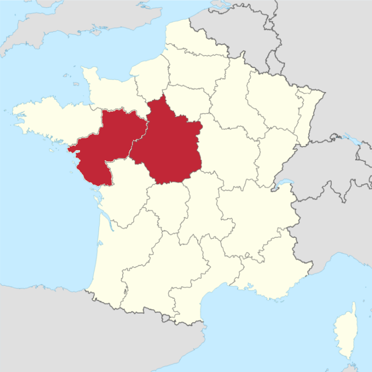 Auf der Frankreich-Karte: die Region Loiretal