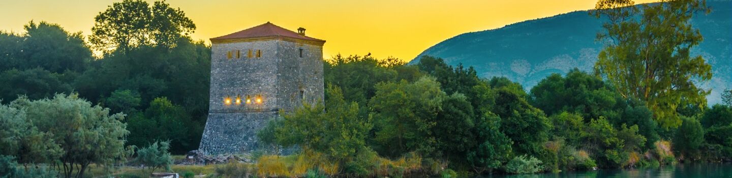 Der Venetianische Turm in der Ruinenstadt Butrint in Albanien