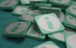 Informationskonzept-Kacheln auf Tischhintergrund als Banner in 3D