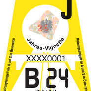 Österreich Jahres-Vignette 2024 in Sonnengelb
