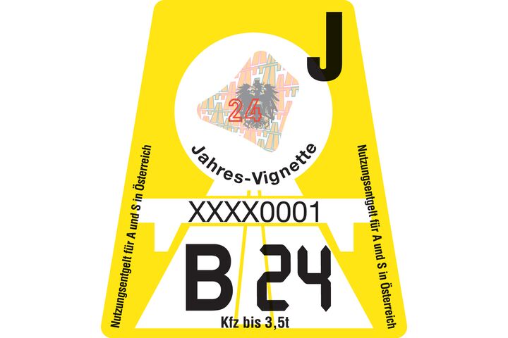 Österreich Jahres-Vignette 2024 in Sonnengelb