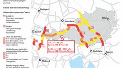 Brennerblockade: Zu sehen sind mögliche Alterniven sowie deren Stauanfälligkeit.