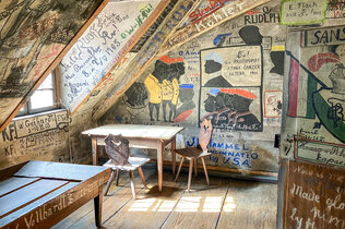 Zelle mit Wandmalereien im Karzer, dem Studentengefängnis der Universität Heidelberg