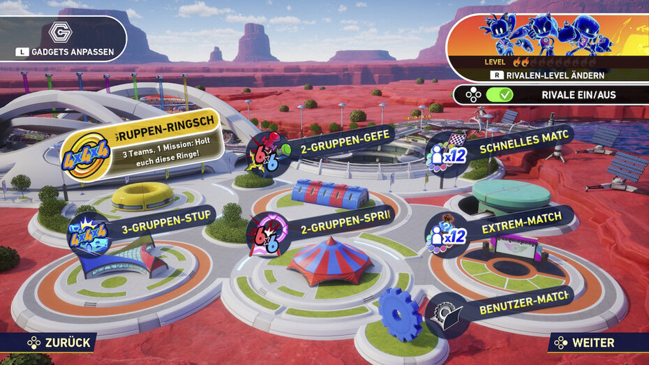 Screenshot aus Sonic Racing: Crossworlds. Man sieht den Rennpark