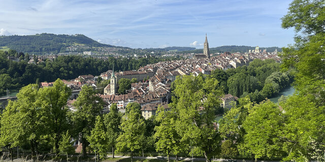 Die Stadt Bern von oben fotografiert.