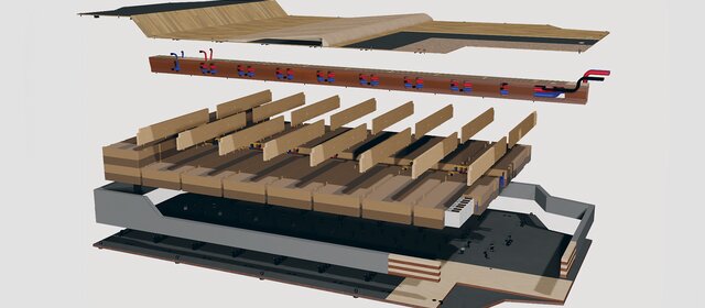 Projekt BioLib: Das Innere eines E-Auto-Akku-Gehäuse aus Holz