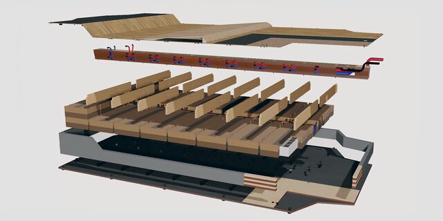 Projekt BioLib: Das Innere eines E-Auto-Akku-Gehäuse aus Holz