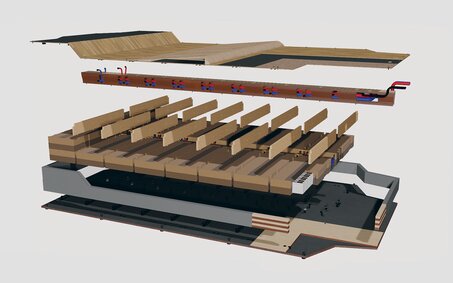 Projekt BioLib: Das Innere eines E-Auto-Akku-Gehäuse aus Holz