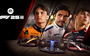 Titelbild F1 25, man sieht die Fahrer Oscar Piastri, Carlos Sainz und Oliver Bearman.