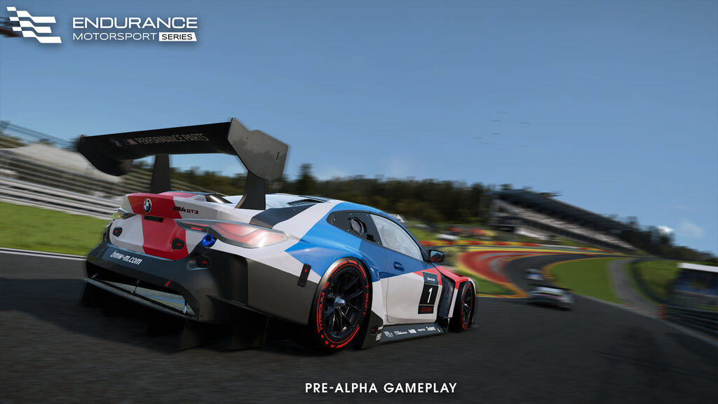 Screenshot aus Endurance Motorsport. Ein Auto von hinten im Rennen.