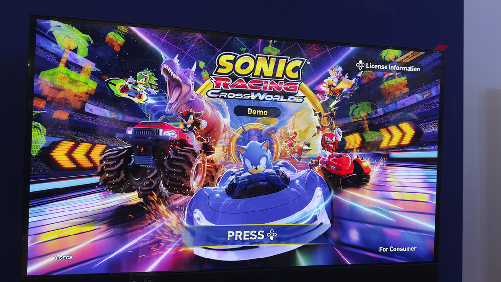 Der Startbildschirm von Sonic Racing: Cross Worlds.
