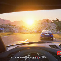 Screenshot aus Gear Club 3. Man sieht einen Sonnenuntergang.