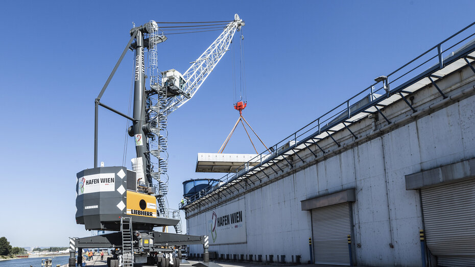 Kran am Hafen Wien