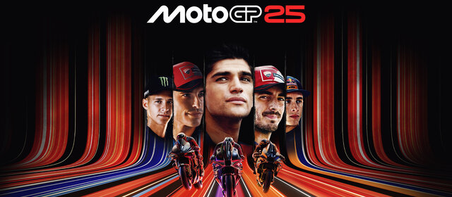 Aufmacherbild MotoGP 25. Es ist das Logo plus die Fahrer vom Spielcover zu sehen.