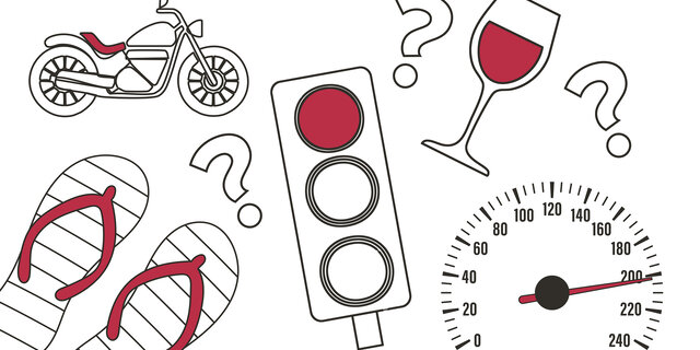 Verschiedene Icons aus dem Straßenverkehr auf weißem Grund