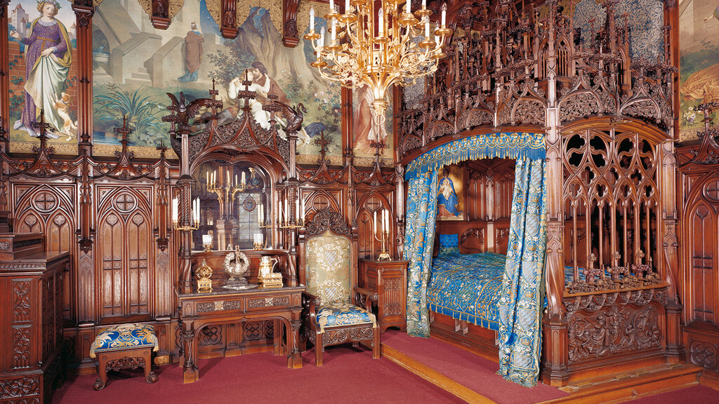 Schloss Neuschwanstein_1_CMS.jpg Schloss Neuschwanstein, Bayerische Schlösserverwaltung, Schlafzimmer, Foto: Anton Brandl