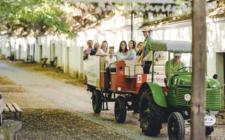 Traktorfahrt in der Kellergasse