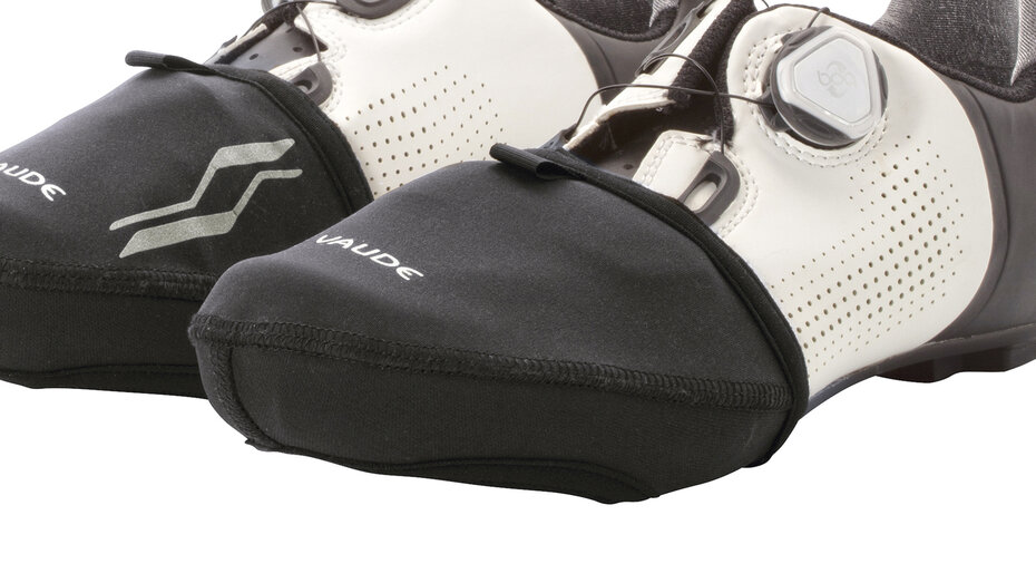 Produktbild von schwarzen Schuhkappen für Radfahrschuhe.