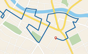 Eine Navikarte zeigt eine umständliche Route an
