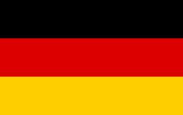 Deutsche Flagge: Sie besteht aus drei horizontalen Streifen gleicher Breite. Von oben nach unten sind diese Streifen schwarz, rot und goldgelb (oder gelb).