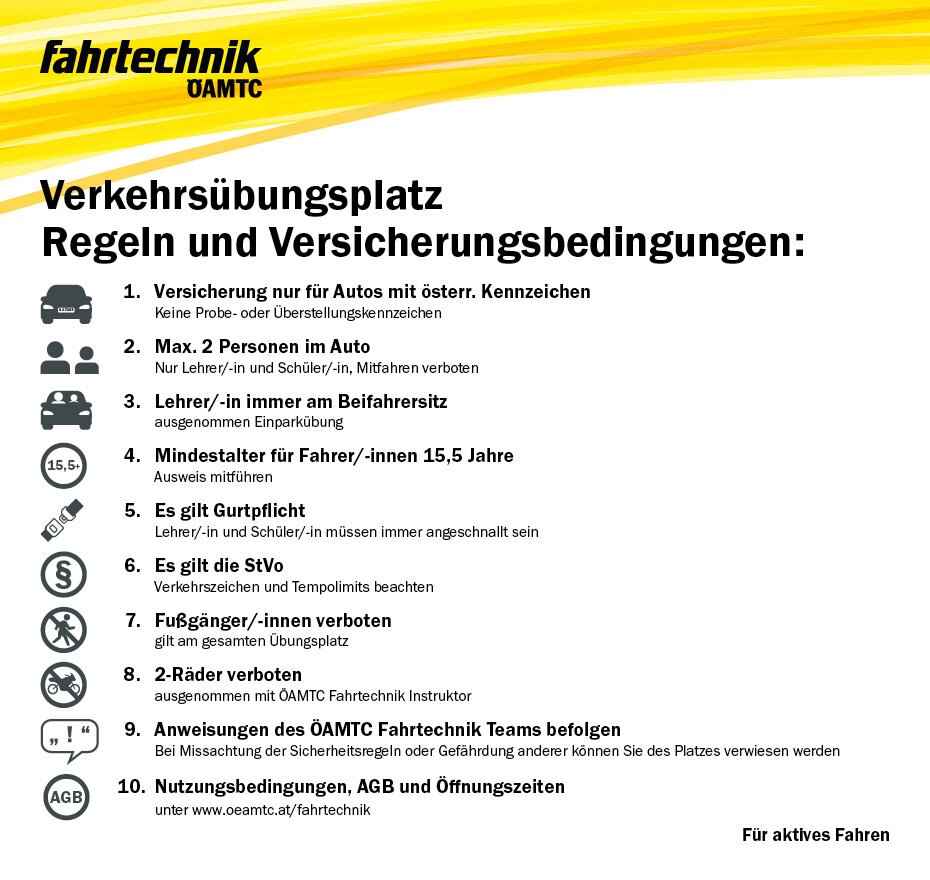 Regeln für Ihre Sicherheit und Versicherungsbedingungen