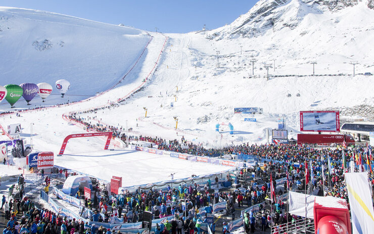 Skiweltcup_Sölden Blick auf das Zielgelände in Sölden